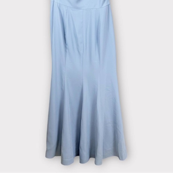 After Six One Shoulder Draped Cowl Neck Maxi Dress Blue Mist Size 12 Bridesmaid - Picture 10 of 12